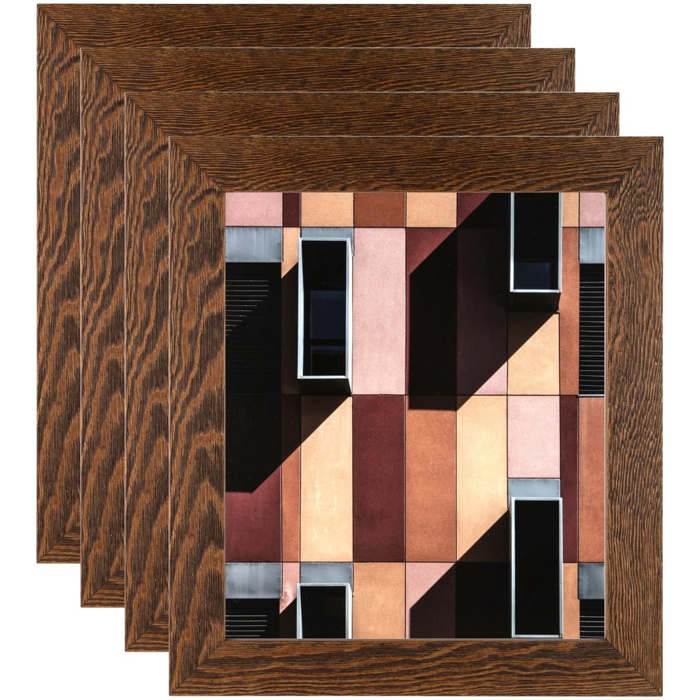 ArtToFrames 4x6 Inch Brown Picture Frame, 4 - Pack, This 1.75 inch Custom Wood Poster Frame is Brown, Comes with Regular Glass (Frame_Pack_4_82223-103-4x6)