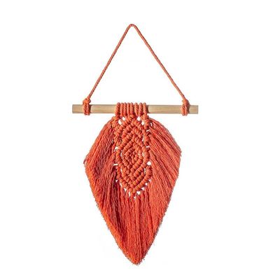 DUO ER Boho Macrame Wall Hanging Boho Chic Cotton Woven Tapestry with Leaf Tassel Leaf Shape for Home Decoration Wall Decor (Color : Orange)