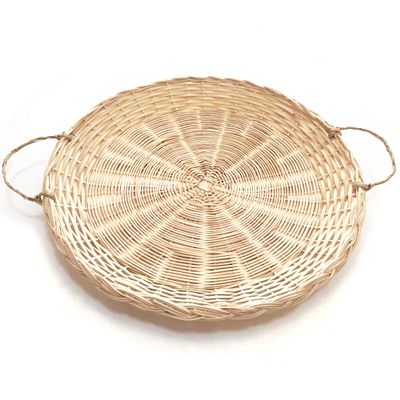 10in Hand Weave Bamboo Paper Plate Holder with handles Set of 4 for Picnic Home Party And Daily Dinning