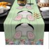 Easter Burlap-Cotton Table Runner Small Short 36 Inches, Easter Eggs Bunny Green Welcome Spring Durable Farmhouse Table Runners, Outdoor Dining Tablecloths Decor for Baby Shower/Party/Wedding 13x36 view 1