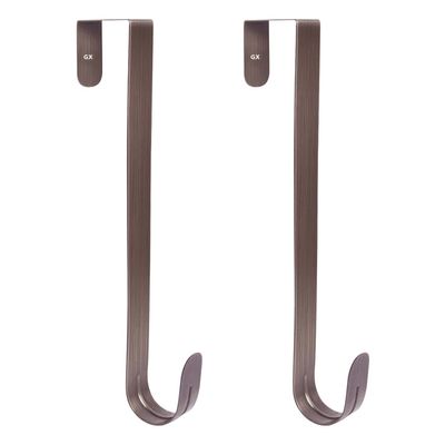 GameXcel 2 Pcs 15" Wreath Hanger for Front Door - Large Wreath Metal Hook for Christmas Wreath Over The Door Hanger - Bronze