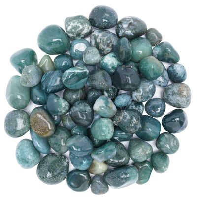 ZAICUS 1lb Moss Agate Tumbled Stones | Polished Crystals Healing | Natural Stones | Feng Shui | Chakra Balancing | Good Luck | Reiki Gift | Home Decor | Size 20-25 mm