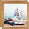 ArtToFrames 8x20 Inch Gold Picture Frame, 2 - Pack, This 1.40 inch Custom Wood Poster Frame is Gold with Beads, Comes with Regular Glass (Frame_Pack_2_D10051-8x20) view 1