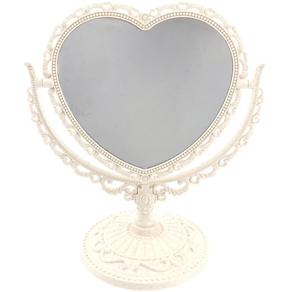 Uonlytech Desk Shaped Cosmetic Mirror 2X Magnification Bathroom Bedroom for Dressing Bathroom Bedroom White Desk