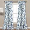 2 Piece White Curtain 52" W x 108" L Blue Navy Aqua Darkening Floral Flowers Panel Pair Farmhouse French Country Modern Contemporary Traditional Transitional | All Seasons Classical Style Vibrant view 1