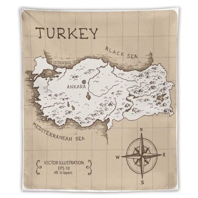 DAIWUGOU Tapestry Retro Map Turkey Decorations Wall Art Vintage Hanging Blanket Living Room Bedroom Home Party Tapestries Aesthetic Poster Dorm Trippy Wall Decor 50"X60" Inch