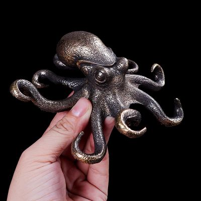 BESASDFHGB Statue sculptureLarge Octopus Statue Pure Copper Tea Table Ornament Lucky Home Decor Accessories Brass Animal Figurines