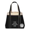 DISCOUNT PROMOS 12 Donna Polyester Tote Bags Set - Customizable Text, Logo - Two Tone, Reinforced Straps, Wide Gusset, Everyday Use - Black view 1