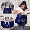 DISCOUNT PROMOS 12 Donna Polyester Tote Bags Set - Customizable Text, Logo - Two Tone, Reinforced Straps, Wide Gusset, Everyday Use - Blue view 2