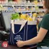 DISCOUNT PROMOS 12 Donna Polyester Tote Bags Set - Customizable Text, Logo - Two Tone, Reinforced Straps, Wide Gusset, Everyday Use - Blue view 4