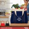 DISCOUNT PROMOS 24 Donna Polyester Tote Bags Set - Customizable Text, Logo - Two Tone, Reinforced Straps, Wide Gusset, Everyday Use - Blue view 3