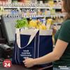 DISCOUNT PROMOS 24 Donna Polyester Tote Bags Set - Customizable Text, Logo - Two Tone, Reinforced Straps, Wide Gusset, Everyday Use - Blue view 4