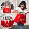 DISCOUNT PROMOS 24 Donna Polyester Tote Bags Set - Customizable Text, Logo - Two Tone, Reinforced Straps, Wide Gusset, Everyday Use - Red view 2