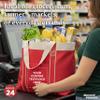 DISCOUNT PROMOS 24 Donna Polyester Tote Bags Set - Customizable Text, Logo - Two Tone, Reinforced Straps, Wide Gusset, Everyday Use - Red view 4