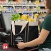 DISCOUNT PROMOS 24 Donna Polyester Tote Bags Set - Customizable Text, Logo - Two Tone, Reinforced Straps, Wide Gusset, Everyday Use - Black view 3