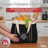 DISCOUNT PROMOS 24 Donna Polyester Tote Bags Set - Customizable Text, Logo - Two Tone, Reinforced Straps, Wide Gusset, Everyday Use - Black view 4