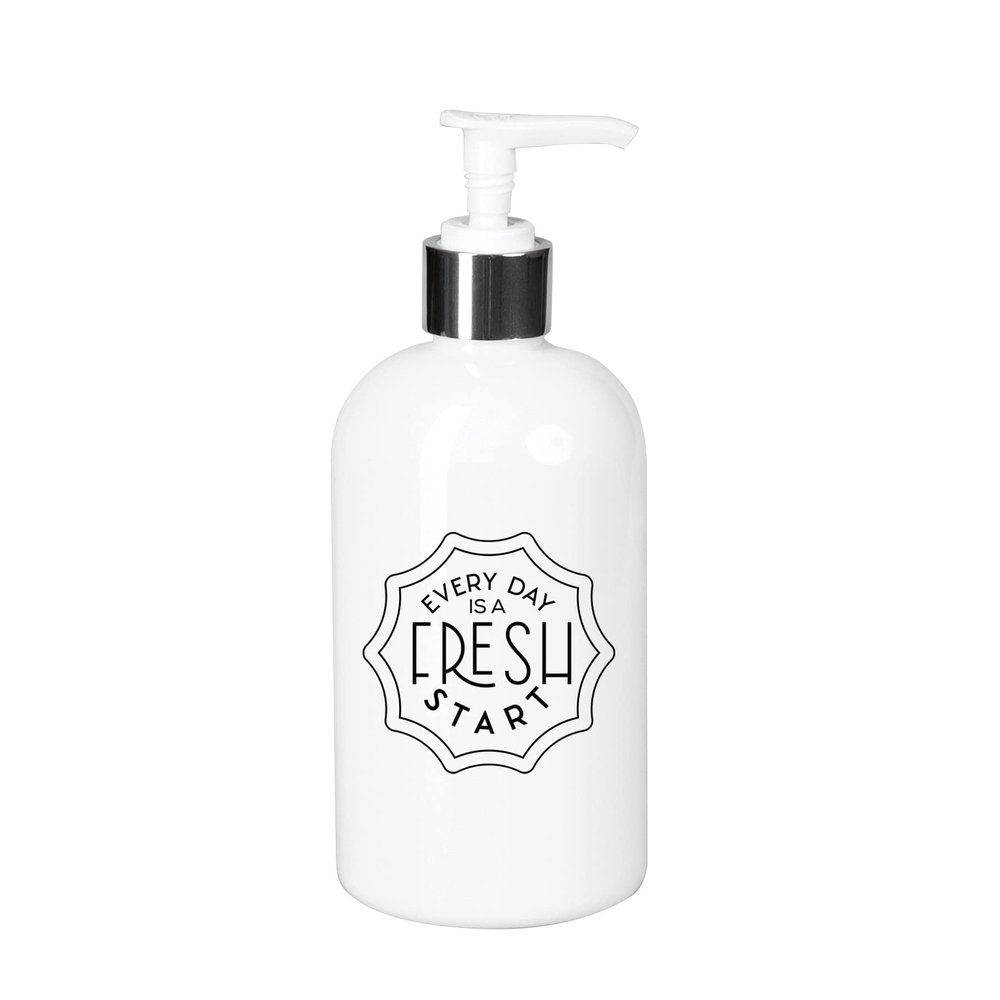 DEXSA Pump Soap Dispenser with Inspirational Quote | Every Day is a Fresh Start| Holds 10 Ounces of Liquid Soap