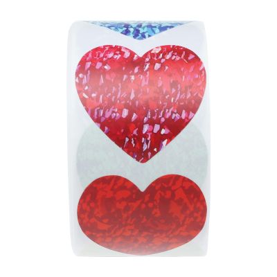 Cabilock 1roll Heart Shape Self-Adhesive Stickers for Wrapping Love Sealing Labels for Crafts and Valentine Day Decorations