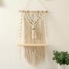 DUO ER Bohemian Wall Decor Large Macrame Wall Hangin G Shelf Single Tier Wood Floating Shelf Tapestry Wall Decor Cotton Handmade view 2
