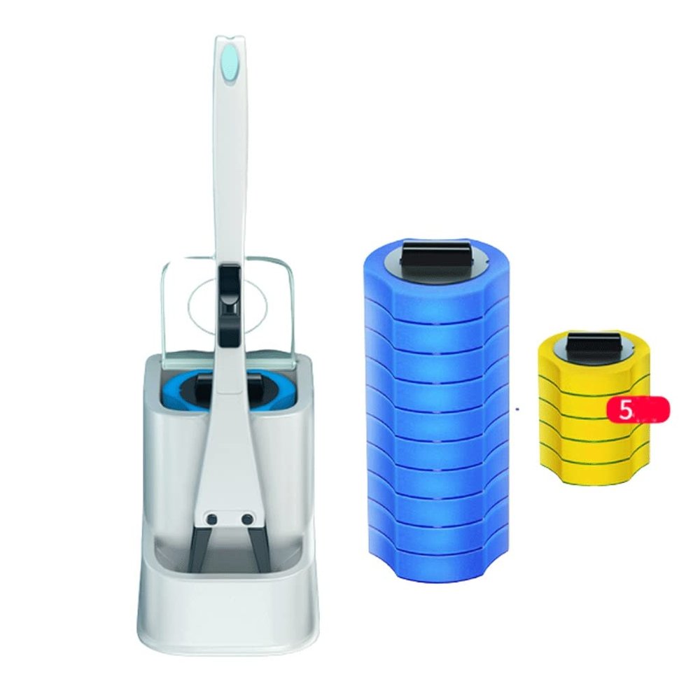 Stable Disposable Toilet Brush-Toilet WandStorage Caddy and 15 Disinfecting Refill HeadsToilet Bowl BrushBathroom Toilet Scrub Brush Handy (Color : White)