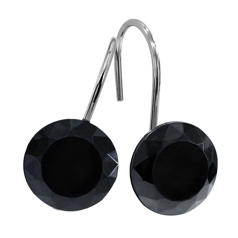 MitoVilla Black Shower Curtain Hooks Rings, Metal Shower Hooks for Shower Curtain Liner, Black Rust Proof Shower Rings for Curtain Accessories and Bathroom Shower Rod, 12 Pack Bathroom Set