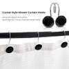 MitoVilla Black Shower Curtain Hooks Rings, Metal Shower Hooks for Shower Curtain Liner, Black Rust Proof Shower Rings for Curtain Accessories and Bathroom Shower Rod, 12 Pack Bathroom Set view 3