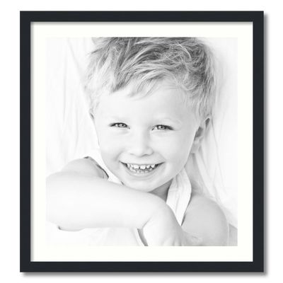 ArtToFrames 22x24 inch Satin Black Picture Frame with 2 Inch Single Light Cream Mat, SingleMat-FRBW26079-22x24-1403