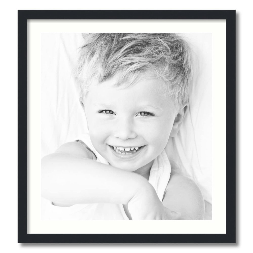 ArtToFrames 22x24 inch Satin Black Picture Frame with 2 Inch Single Light Cream Mat, SingleMat-FRBW26079-22x24-1403