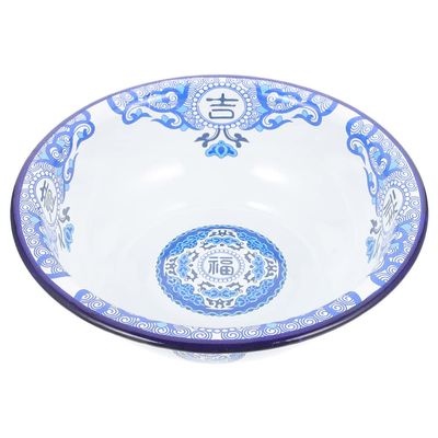 POPETPOP Enamel Soup Basin Vintage Enameled Bowl for Home Use Retro Design Mixing Basin for Serving Salads Vegetables As Washbasin Housewarming