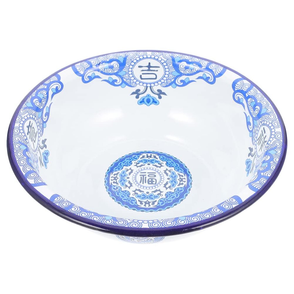 POPETPOP Enamel Soup Basin Vintage Enameled Bowl for Home Use Retro Design Mixing Basin for Serving Salads Vegetables As Washbasin Housewarming
