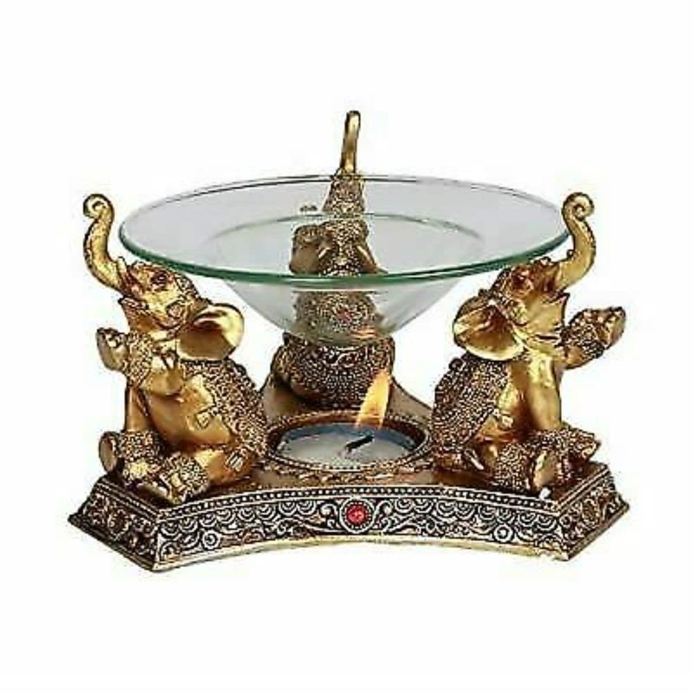 Trio Golden Triple Elephant Oil Burner Home Decor