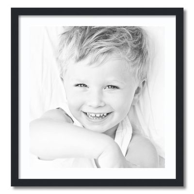 ArtToFrames 22x23 inch Satin Black Picture Frame with 2 Inch Single Super White Mat, SingleMat-FRBW26079-22x23-61