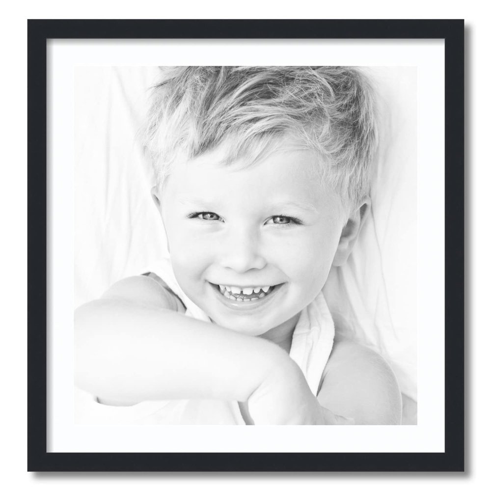 ArtToFrames 22x23 inch Satin Black Picture Frame with 2 Inch Single Super White Mat, SingleMat-FRBW26079-22x23-61