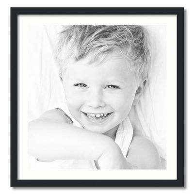 ArtToFrames 24x25 inch Satin Black Picture Frame with 2 Inch Single Fabric White Mat, SingleMat-FRBW26079-24x25-65