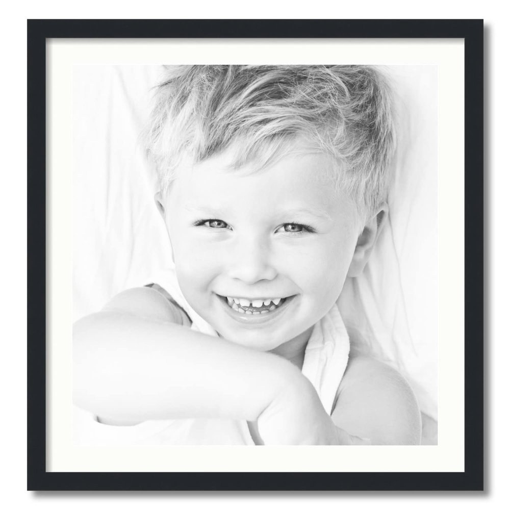 ArtToFrames 24x25 inch Satin Black Picture Frame with 2 Inch Single Fabric White Mat, SingleMat-FRBW26079-24x25-65