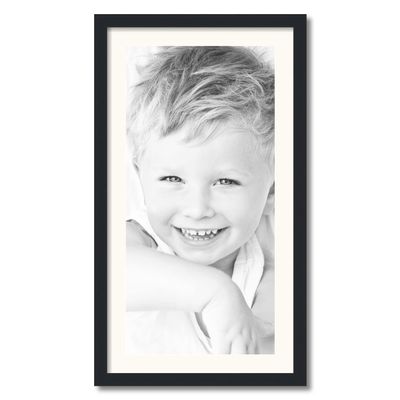ArtToFrames 14x29 inch Satin Black Picture Frame with 2 Inch Single White Mat, SingleMat-FRBW26079-14x29-1402
