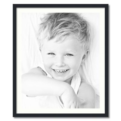 ArtToFrames 27x33 inch Satin Black Picture Frame with 2 Inch Single Porcelain Mat, SingleMat-FRBW26079-27x33-754