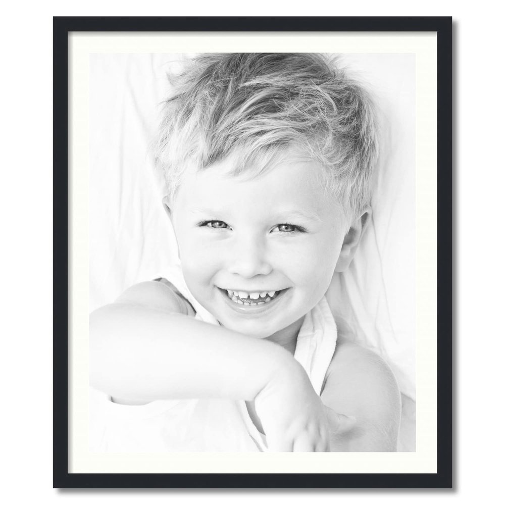 ArtToFrames 27x33 inch Satin Black Picture Frame with 2 Inch Single Porcelain Mat, SingleMat-FRBW26079-27x33-754