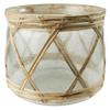AREOhome HomArt 9638-0 Glass and Rattan Cairo Hurricane, Medium, Clear and Brown, 8inch L x 8inch W x 6.75inch H view 1