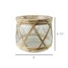 AREOhome HomArt 9638-0 Glass and Rattan Cairo Hurricane, Medium, Clear and Brown, 8inch L x 8inch W x 6.75inch H view 2