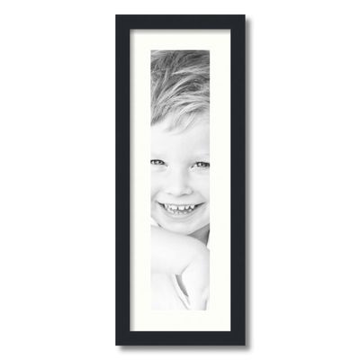 ArtToFrames 5x22 inch Satin Black Picture Frame with 2 Inch Single Porcelain Mat, SingleMat-FRBW26079-5x22-754
