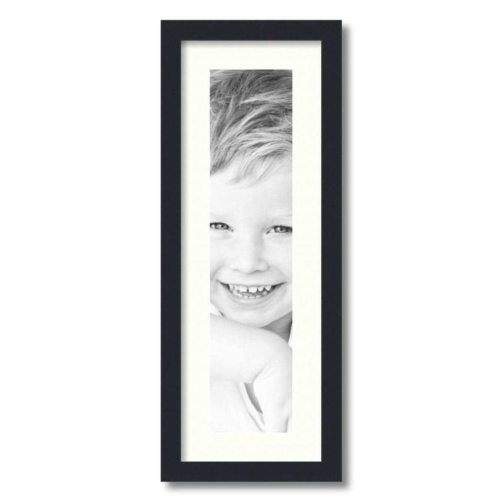 ArtToFrames 5x22 inch Satin Black Picture Frame with 2 Inch Single Porcelain Mat, SingleMat-FRBW26079-5x22-754