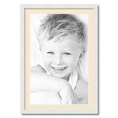 ArtToFrames 18x28 inch Satin White Frame Picture Frame with 2 Inch Single Alabaster Mat, SingleMat-FRBW26074-18x28-825