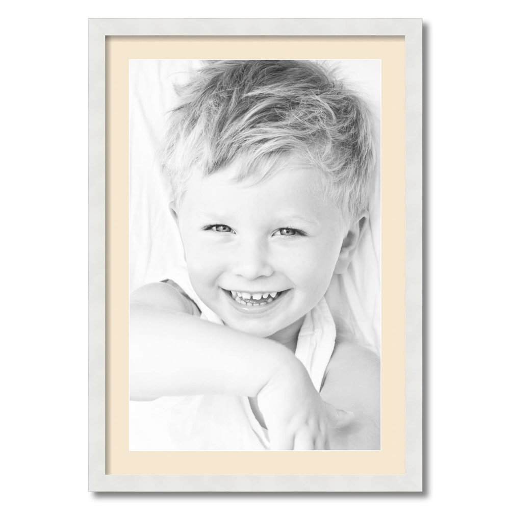 ArtToFrames 18x28 inch Satin White Frame Picture Frame with 2 Inch Single Alabaster Mat, SingleMat-FRBW26074-18x28-825