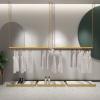 2 PCS Garment Rack with Adjustable Chain 5.9ft Adjustable Sling Clothing Wedding Dress Storage Hanging Rack for Home Boutique Store Display, 90CM/ 2.95ft Metal Pole, Gold view 2