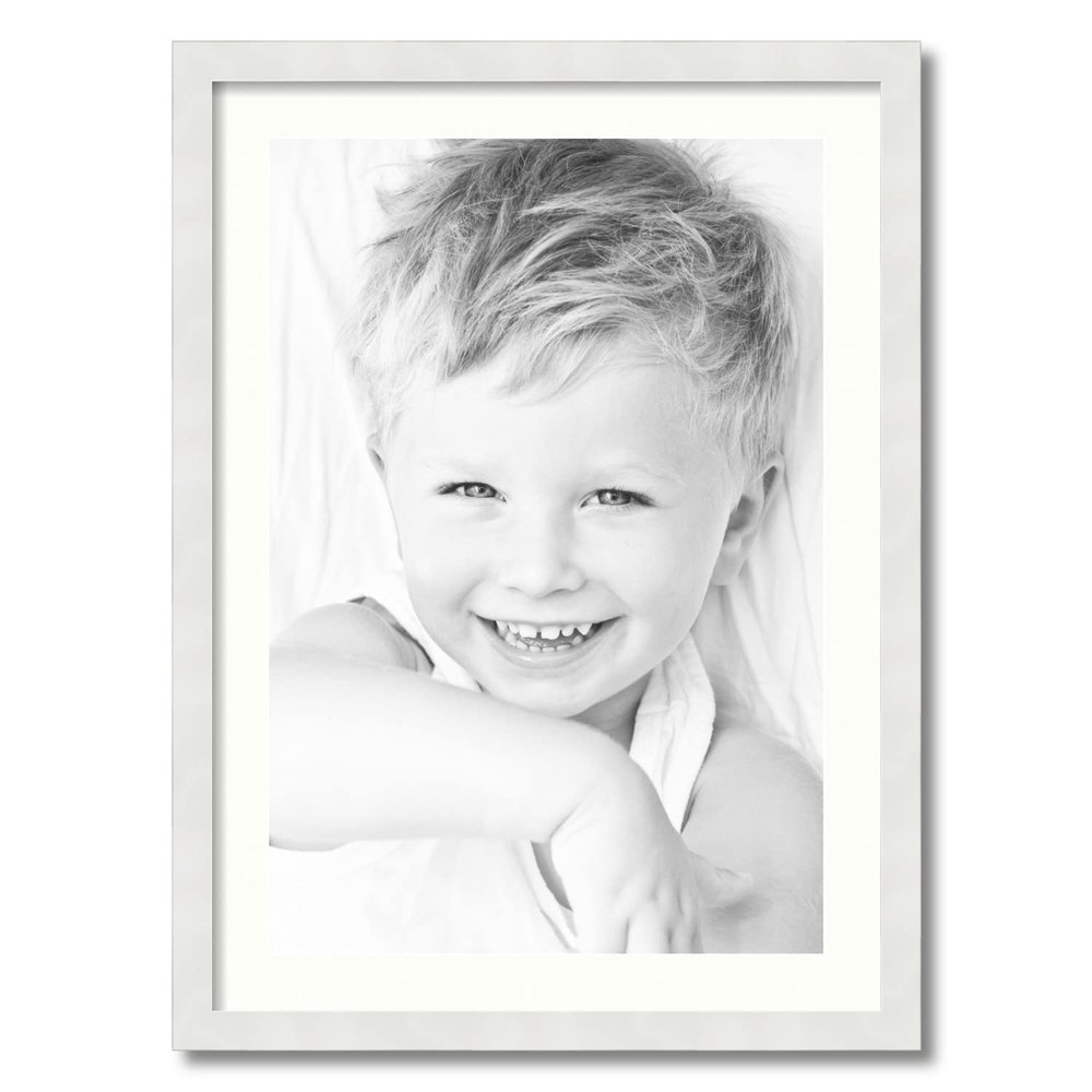 ArtToFrames 17x25 inch Satin White Frame Picture Frame with 2 Inch Single Porcelain Mat, SingleMat-FRBW26074-17x25-754
