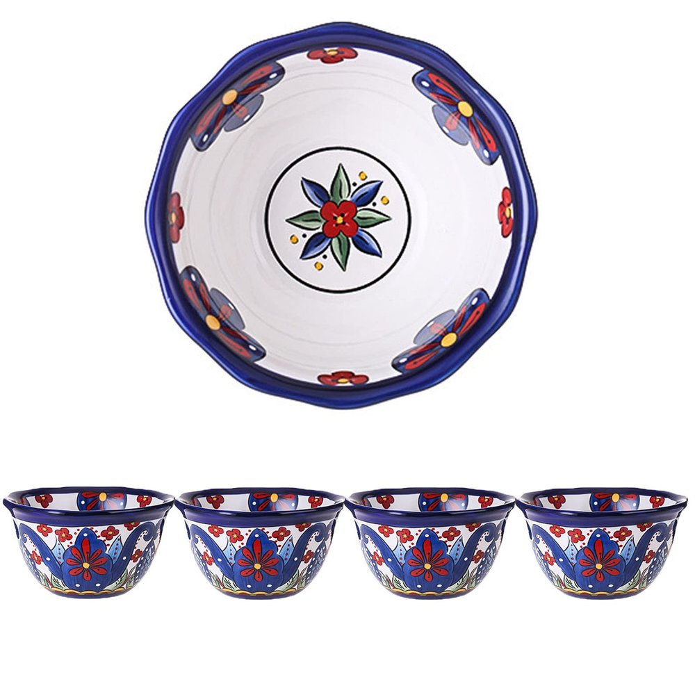 18.6 Ounce Cereal Bowl, Farmhouse Style Ceramic Bowls for Oatmeal, Noodle, Breakfast Bowl, Baking Bowl Reactive Glaze Set of 4