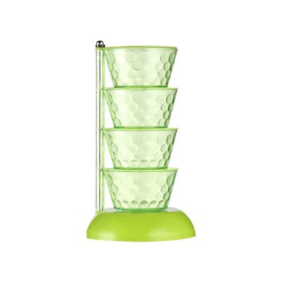 Spice Box Set, Vertical Crystal Rotating Spice Box Set, Kitchen Household Spice Box (Color: Green, 4 Layers)