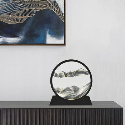 ZXKYZR8 360 Deep Sea Sand Art,12 Inch Large Dynamic 3D Round Natural Landscape Flowing Sand Picture, Moving Hourglass Display Decor for Home Ornament Valentine's Day Gift for Men Women