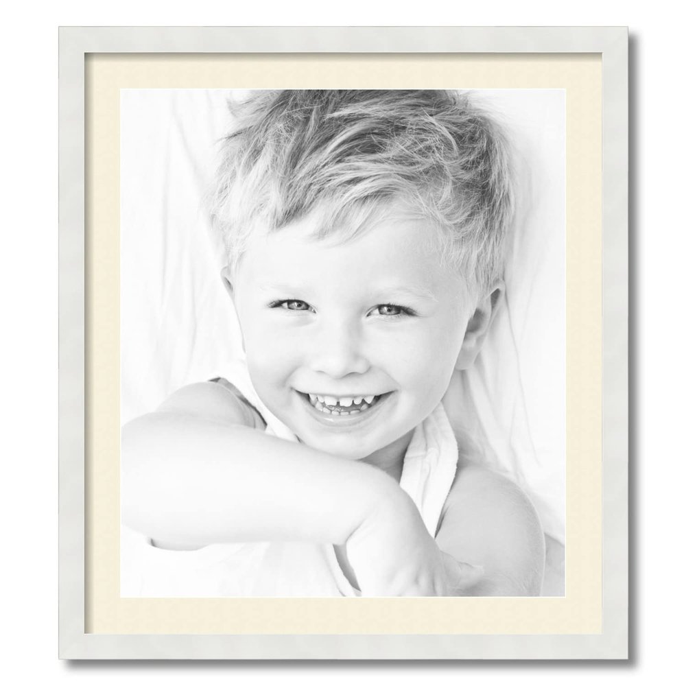 ArtToFrames 21x24 inch Satin White Frame Picture Frame with 2 Inch Single Ivory Mat, SingleMat-FRBW26074-21x24-81